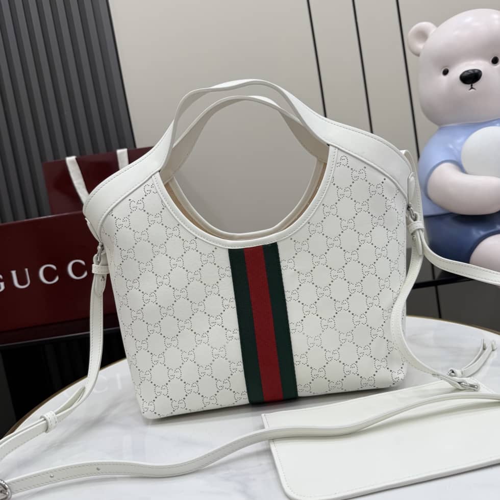 Gucci Giglio Leather Small White Tote Bag 860845_1_154631 Gucci Giglio Leather Small White Tote Bag 860845