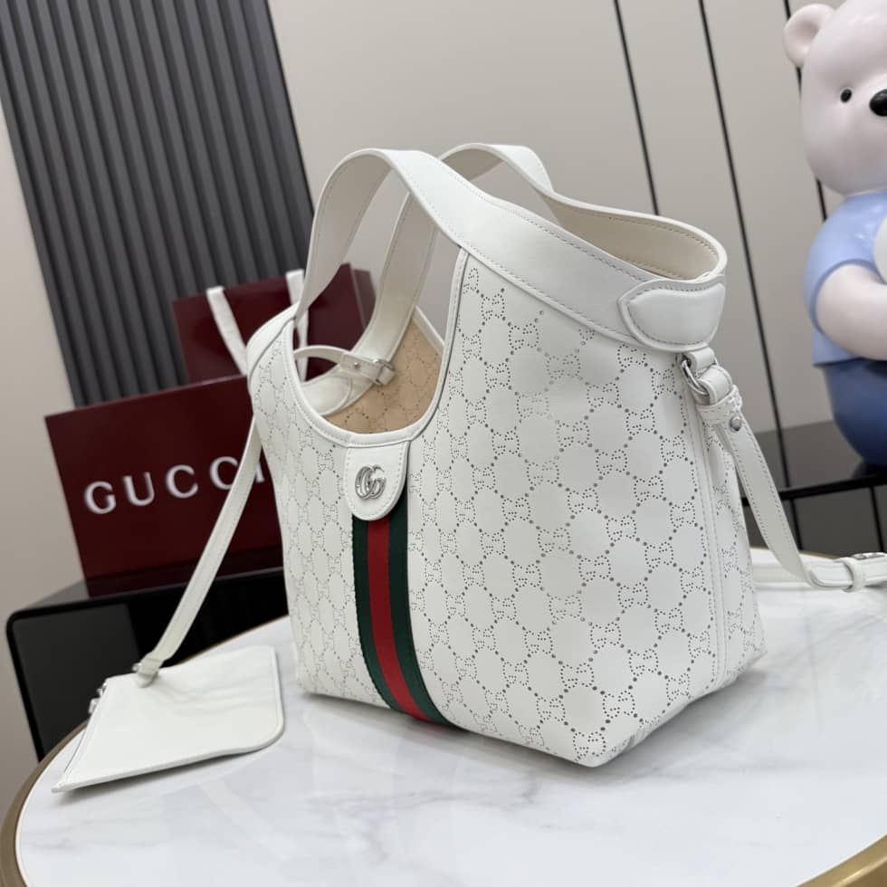 Gucci Giglio Leather Small White Tote Bag 860845_2_154631 Gucci Giglio Leather Small White Tote Bag 860845