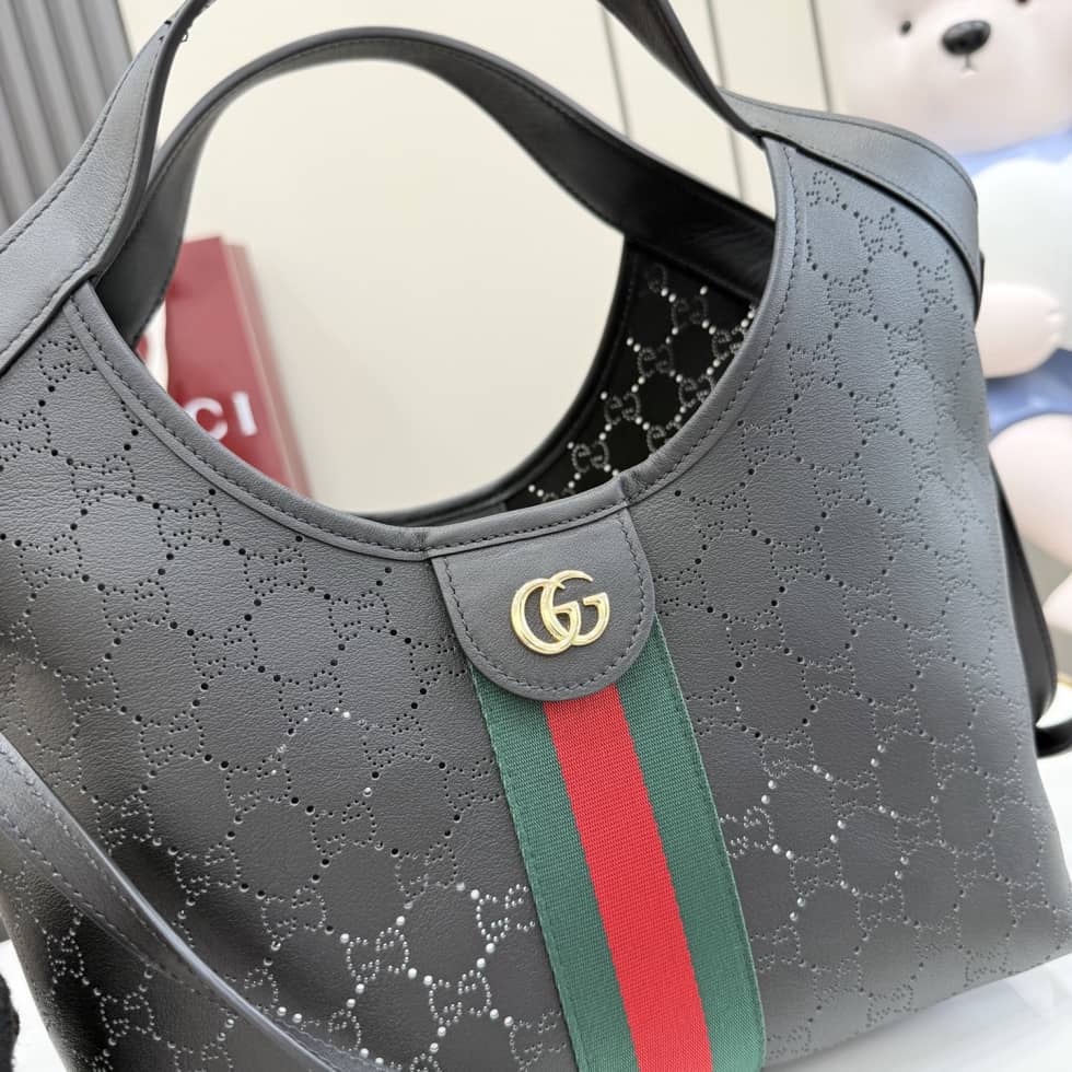 Gucci Giglio Leather Small Black Tote 860845_5_154651 Gucci Giglio Leather Small Black Tote 860845