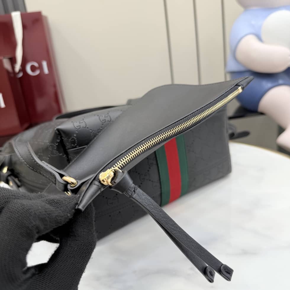 Gucci Giglio Leather Small Black Tote 860845_6_154651 Gucci Giglio Leather Small Black Tote 860845