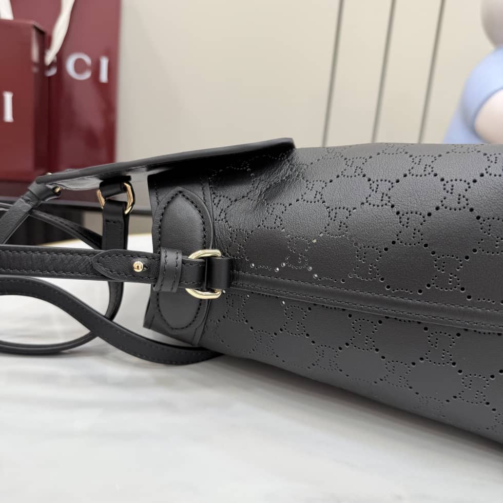 Gucci Giglio Leather Small Black Tote 860845_7_154651 Gucci Giglio Leather Small Black Tote 860845
