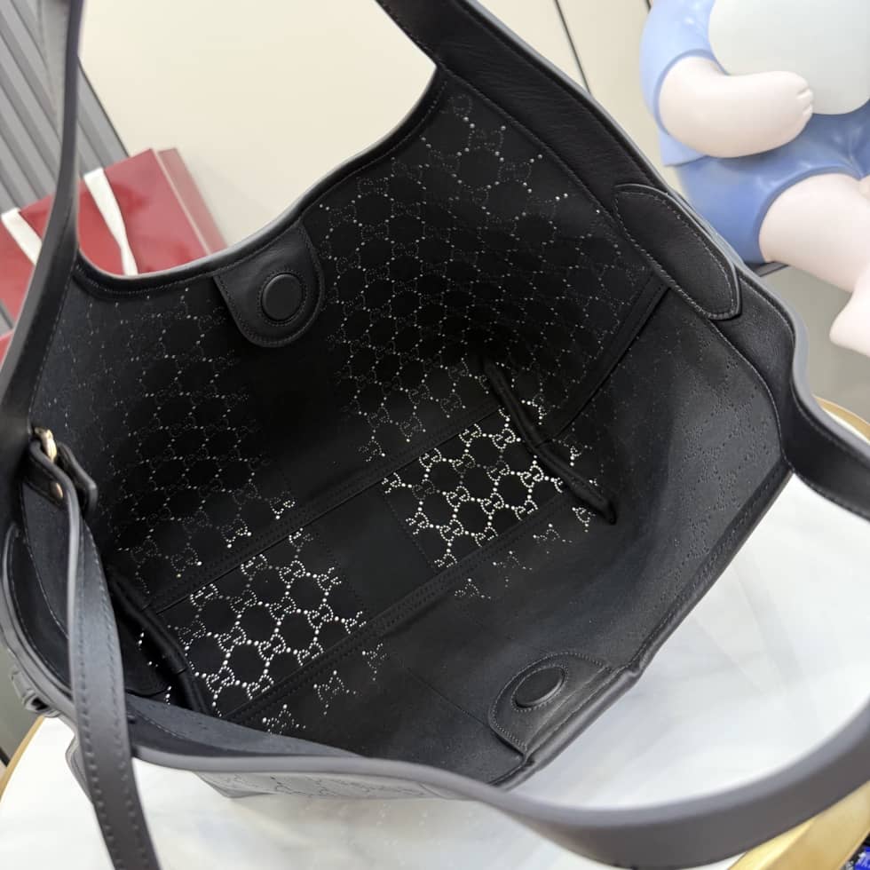 Gucci Giglio Leather Small Black Tote 860845_8_154651 Gucci Giglio Leather Small Black Tote 860845