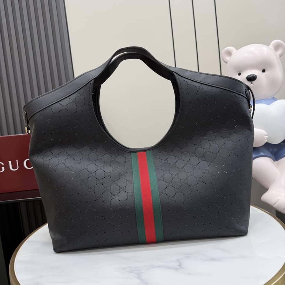 Gucci Giglio Leather Large Black Tote 853971_1_154661 Gucci Giglio Leather Large Black Tote 853971