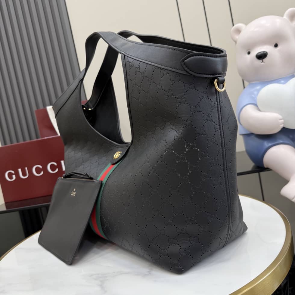 Gucci Giglio Leather Large Black Tote 853971_2_154661 Gucci Giglio Leather Large Black Tote 853971