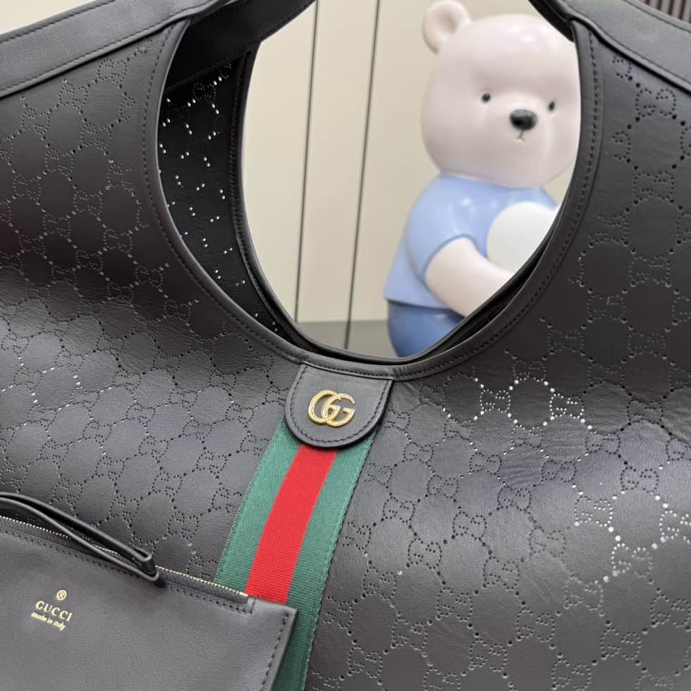 Gucci Giglio Leather Large Black Tote 853971_4_154661 Gucci Giglio Leather Large Black Tote 853971