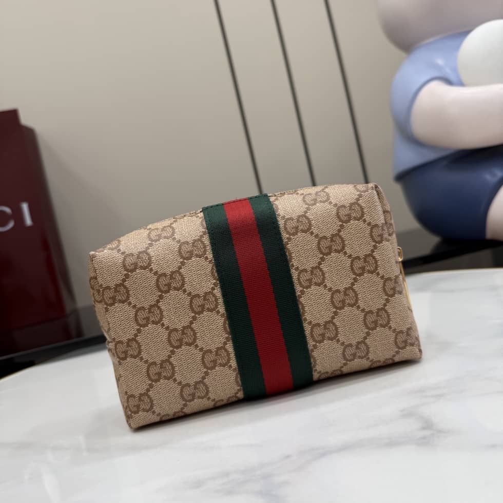 Gucci Medium Cosmetic Case With Web Beige 876050_1_154691 Gucci Medium Cosmetic Case With Web Beige 876050