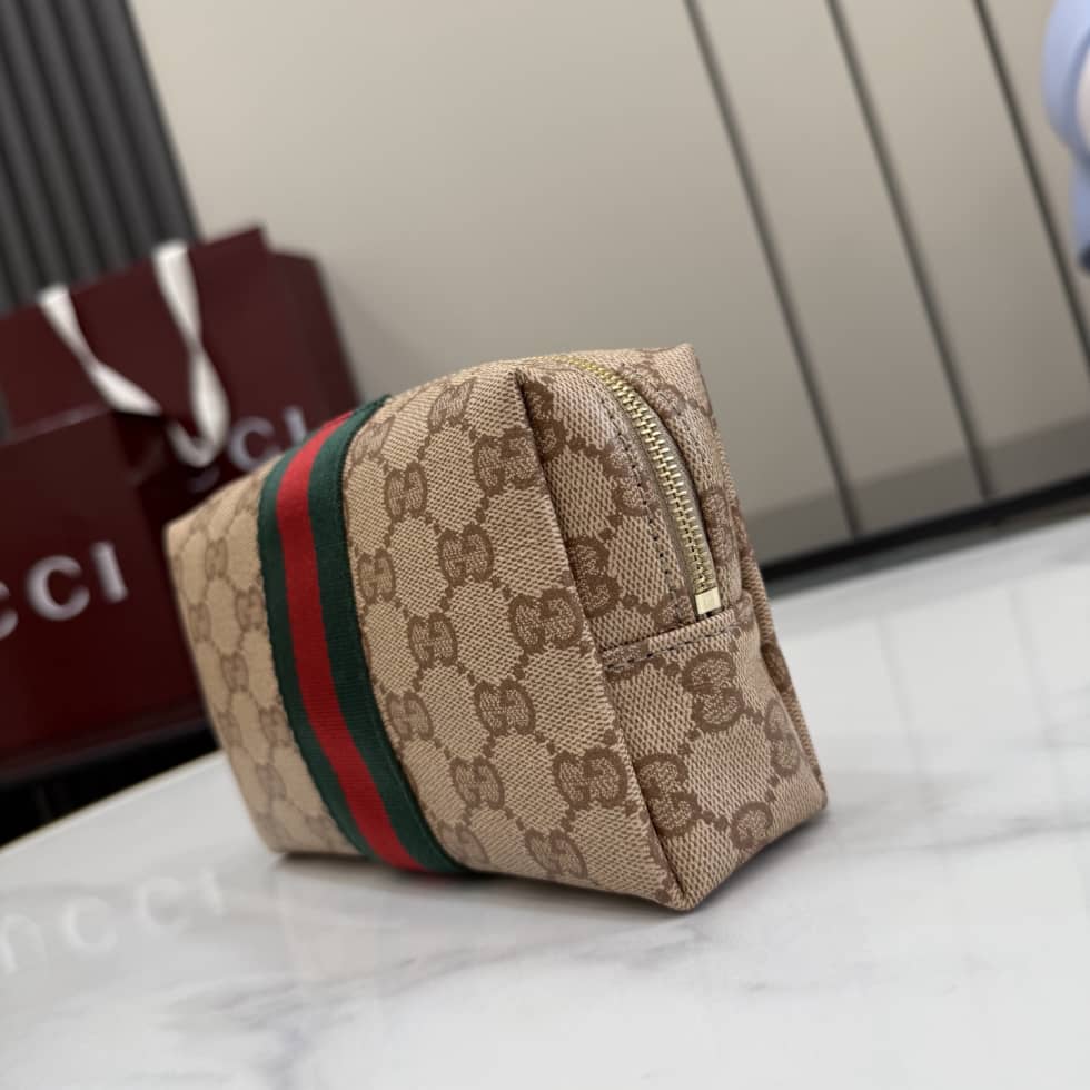 Gucci Medium Cosmetic Case With Web Beige 876050_2_154691 Gucci Medium Cosmetic Case With Web Beige 876050