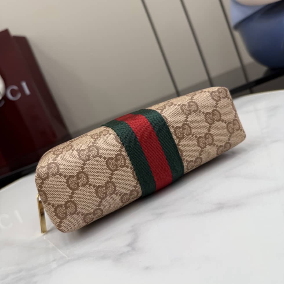 Gucci Medium Cosmetic Case With Web Beige 876050_3_154691 Gucci Medium Cosmetic Case With Web Beige 876050