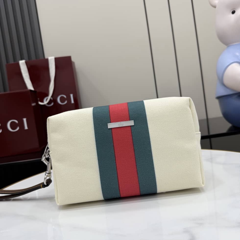 Gucci Positano Small Pouch in Ivory Canvas 875826_10_154701 Gucci Positano Small Pouch in Ivory Canvas 875826