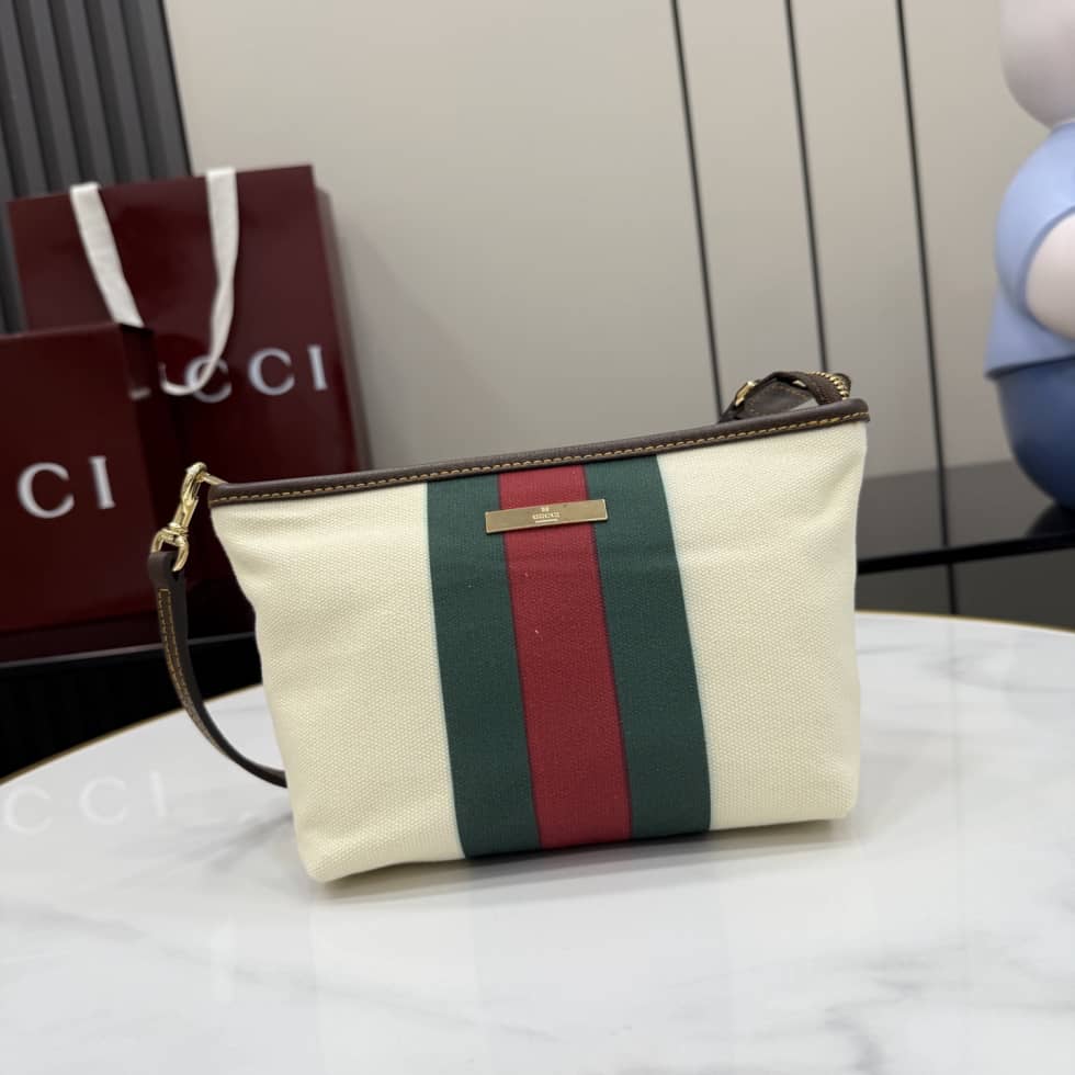 Gucci Small Ivory Canvas Web Pouch with Strap_10_154711 Gucci Small Ivory Canvas Web Pouch with Strap