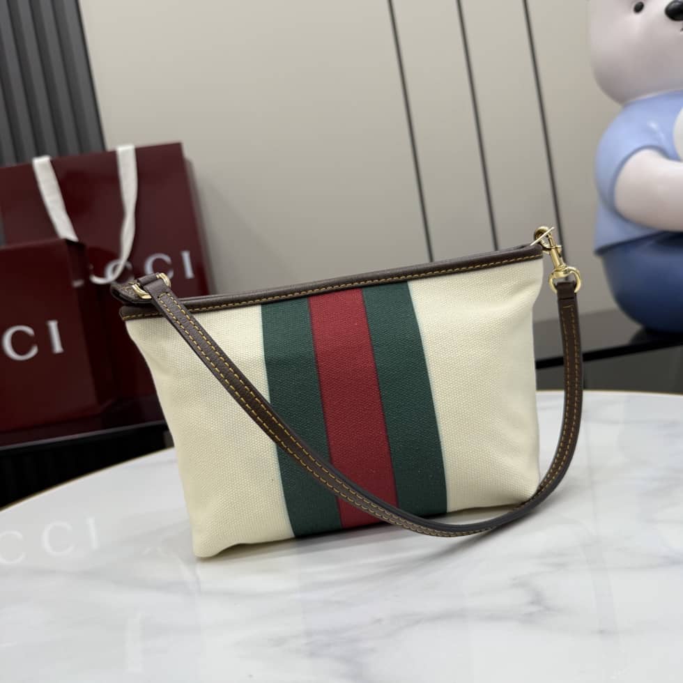 Gucci Small Ivory Canvas Web Pouch with Strap_1_154711 Gucci Small Ivory Canvas Web Pouch with Strap