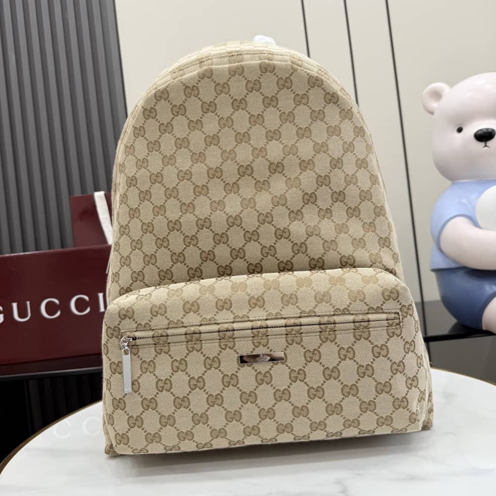 Gucci Mens Tag Canvas Large Backpack Brown 875226_10_154751 Gucci Mens Tag Canvas Large Backpack Brown 875226