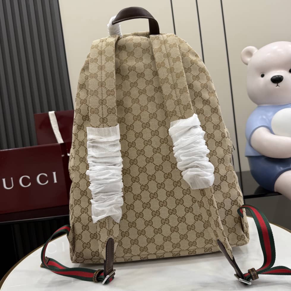 Gucci Mens Tag Canvas Large Backpack Brown 875226_1_154751 Gucci Mens Tag Canvas Large Backpack Brown 875226