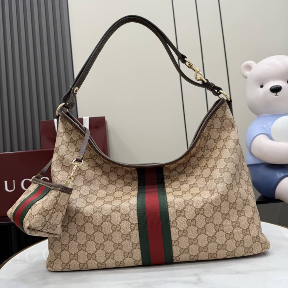 Gucci Canvas Large Shoulder Bag Beige A008NS_10_154761 Gucci Canvas Large Shoulder Bag Beige A008NS