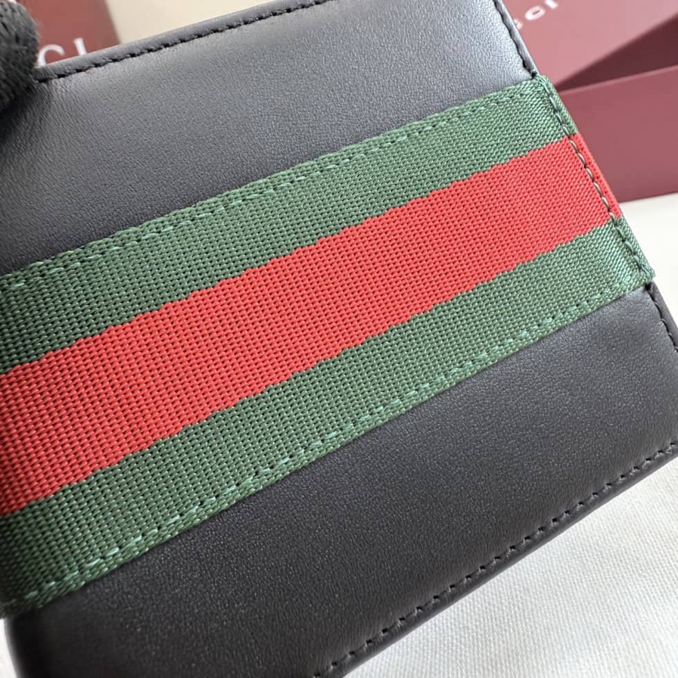 Gucci Web Bi-fold Calfskin Wallet Black_4_154791 Gucci Web Bi-fold Calfskin Wallet Black
