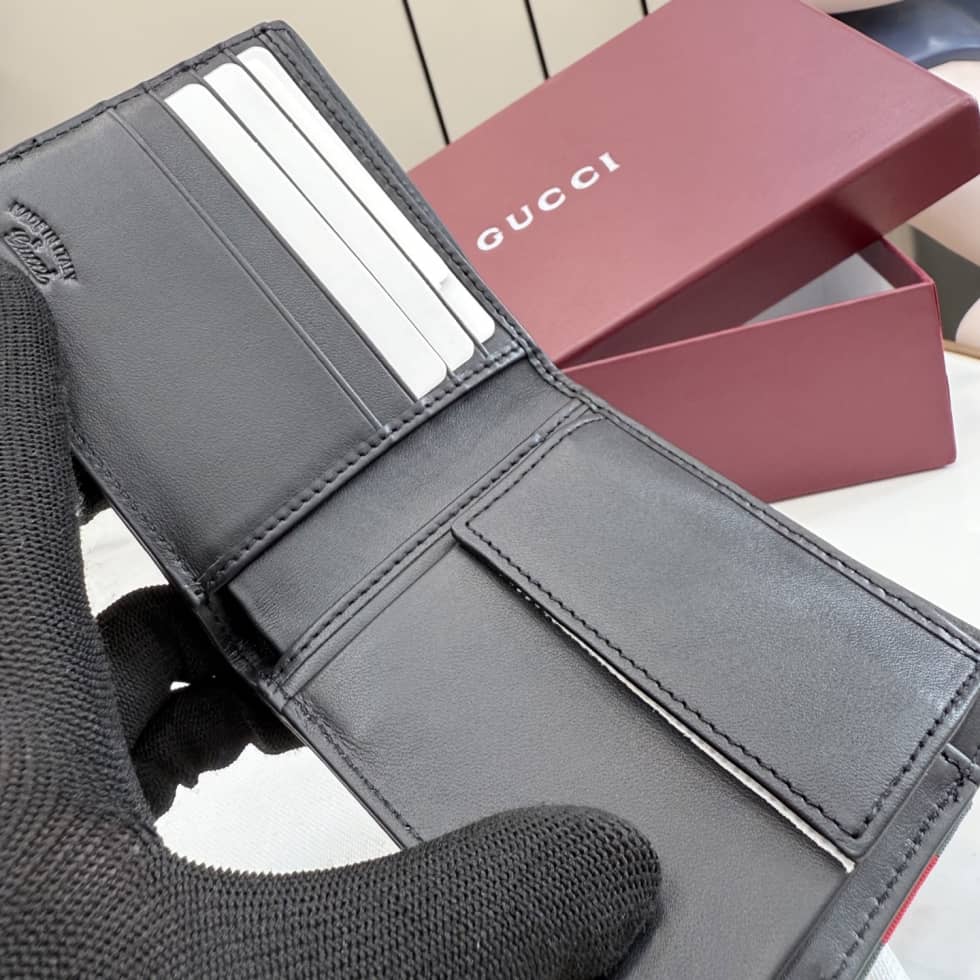 Gucci Web Bi-fold Calfskin Wallet Black_8_154791 Gucci Web Bi-fold Calfskin Wallet Black