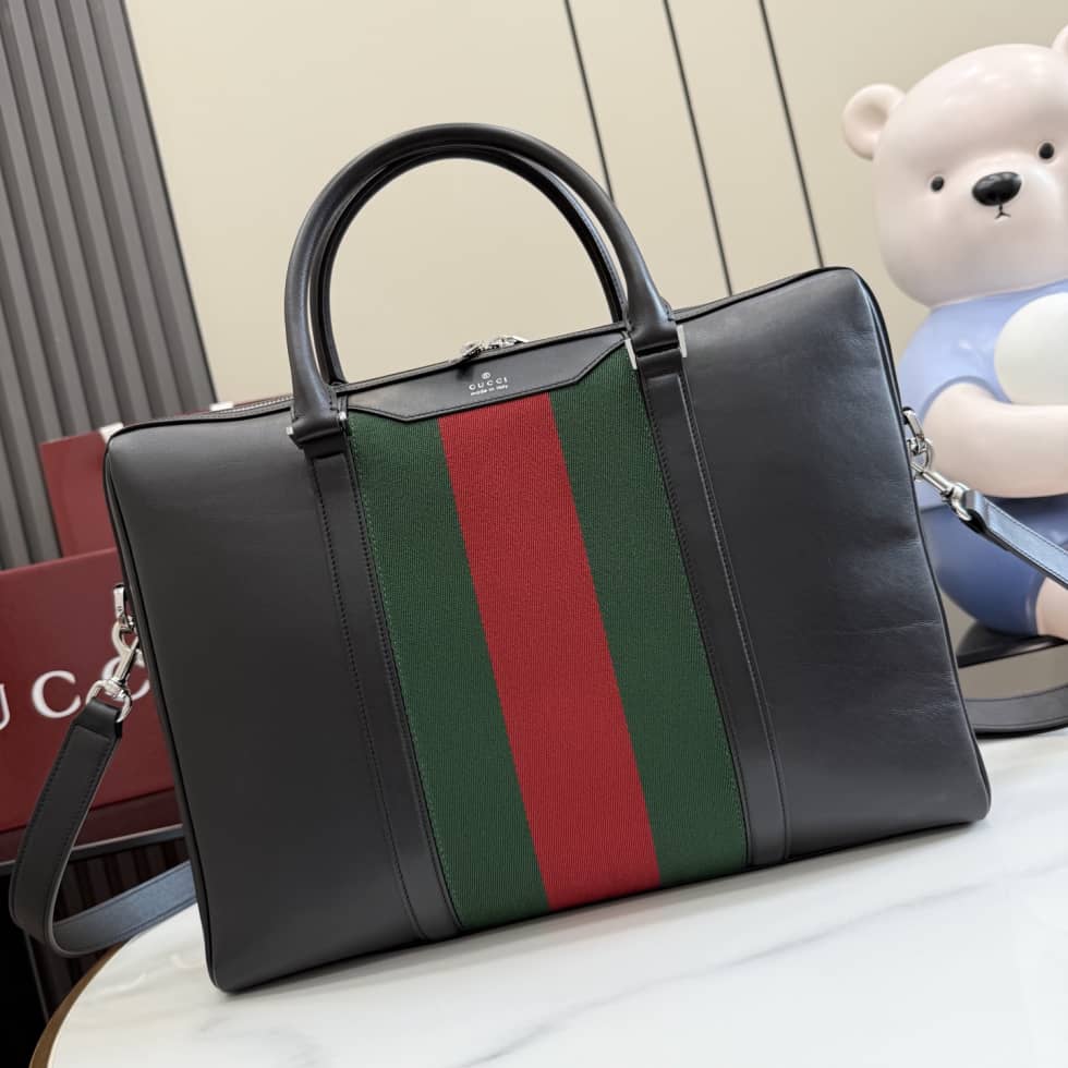 Gucci Essence Classic Medium Briefcase Black_10_154861 Gucci Essence Classic Medium Briefcase Black