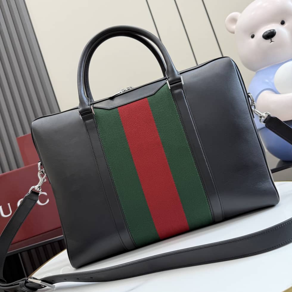Gucci Essence Classic Medium Briefcase Black_1_154861 Gucci Essence Classic Medium Briefcase Black