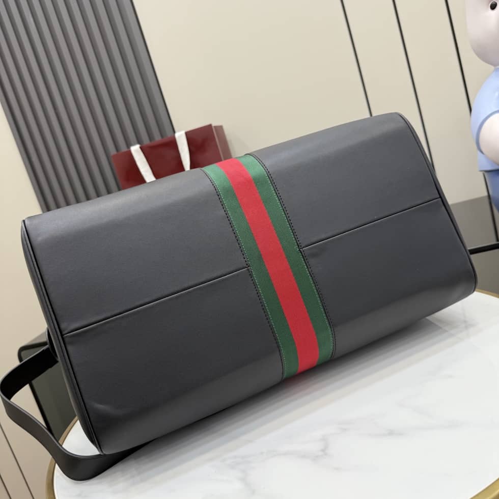 Gucci Medium Leather Duffle Travel Bag Black_3_154881 Gucci Medium Leather Duffle Travel Bag Black