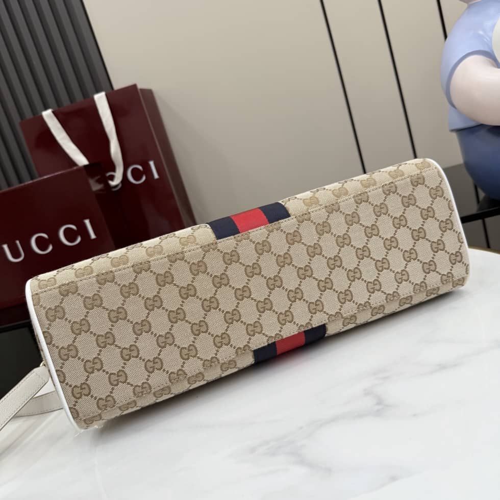 Gucci Borsetto Canvas Large Boston Bag White Beige_3_154911 Gucci Borsetto Canvas Large Boston Bag White Beige
