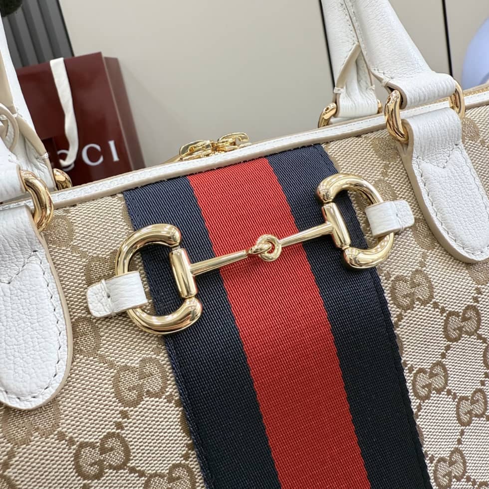 Gucci Borsetto Canvas Large Boston Bag White Beige_4_154911 Gucci Borsetto Canvas Large Boston Bag White Beige