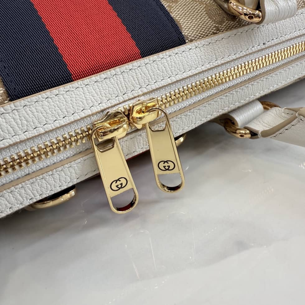 Gucci Borsetto Canvas Large Boston Bag White Beige_6_154911 Gucci Borsetto Canvas Large Boston Bag White Beige