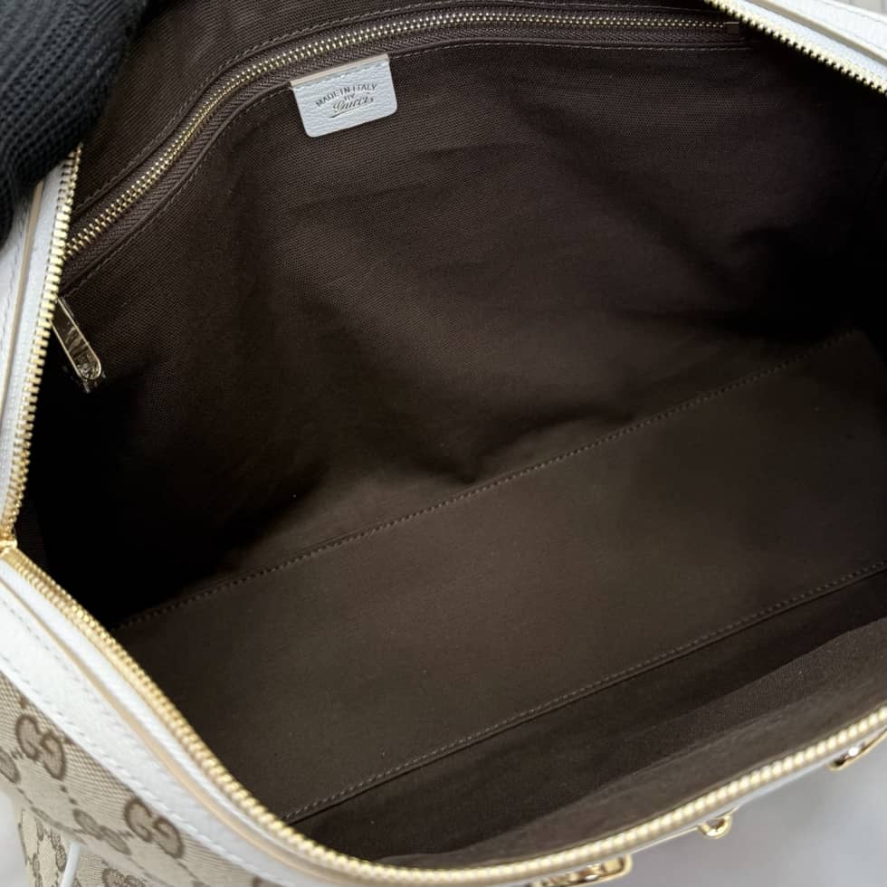 Gucci Borsetto Canvas Large Boston Bag White Beige_7_154911 Gucci Borsetto Canvas Large Boston Bag White Beige