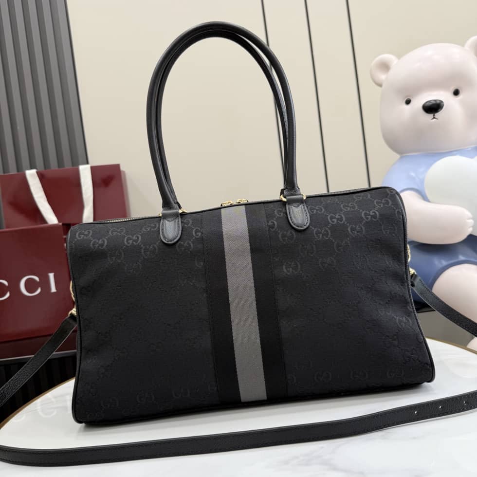 Gucci Borsetto Canvas Large Boston Bag Black 866734_1_154931 Gucci Borsetto Canvas Large Boston Bag Black 866734