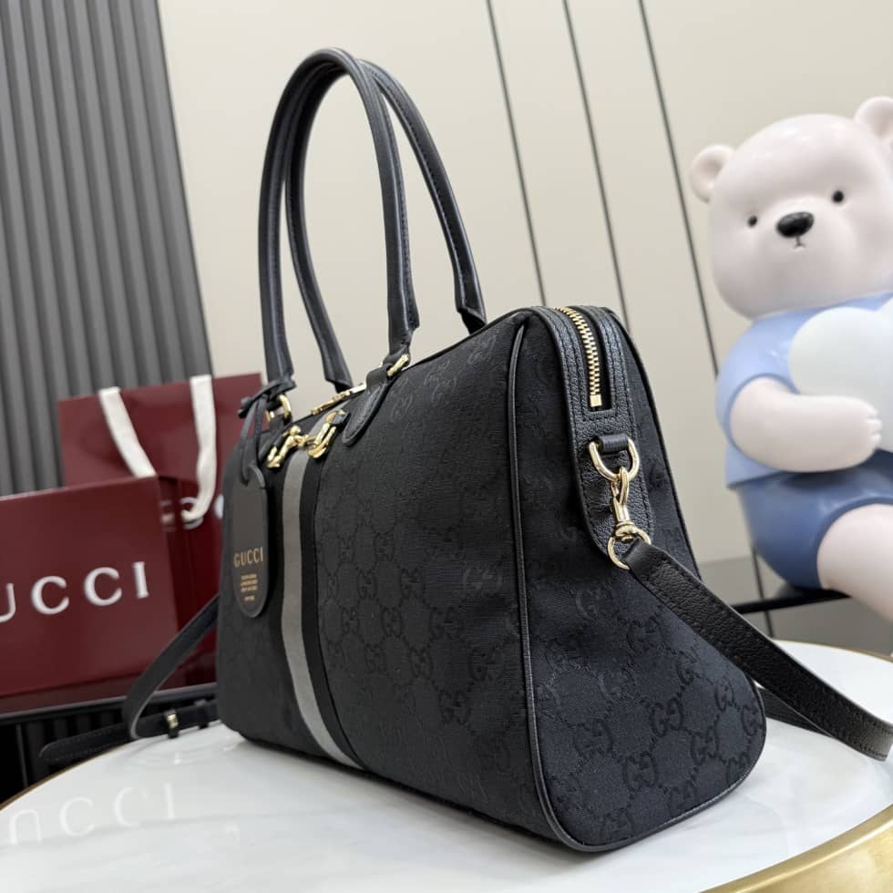 Gucci Borsetto Canvas Large Boston Bag Black 866734_2_154931 Gucci Borsetto Canvas Large Boston Bag Black 866734