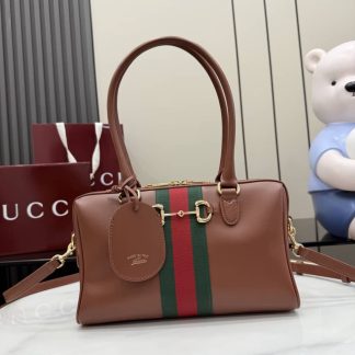 Gucci Borsetto Leather Medium Boston Bag Brown 866732
