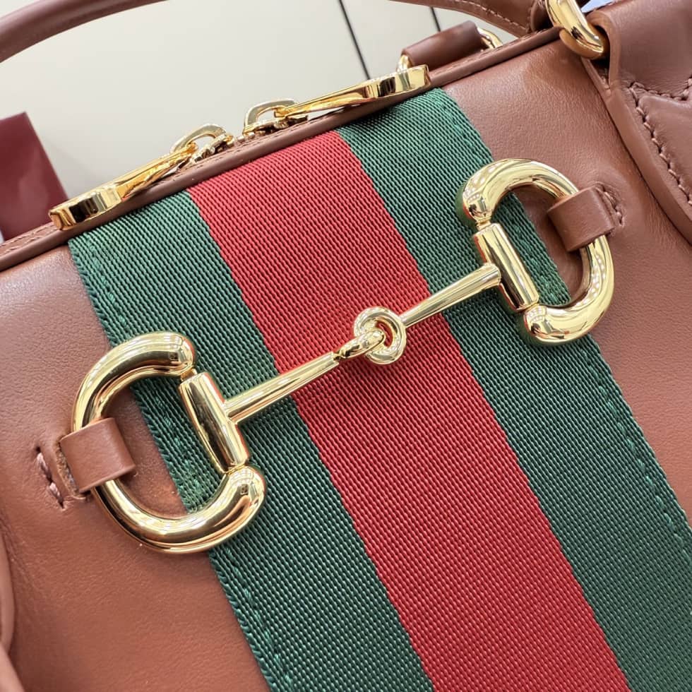 Gucci Borsetto Leather Large Boston Bag Brown 866734_4_154961 Gucci Borsetto Leather Large Boston Bag Brown 866734
