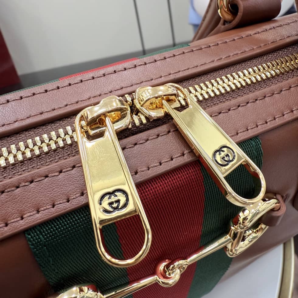 Gucci Borsetto Leather Large Boston Bag Brown 866734_6_154961 Gucci Borsetto Leather Large Boston Bag Brown 866734