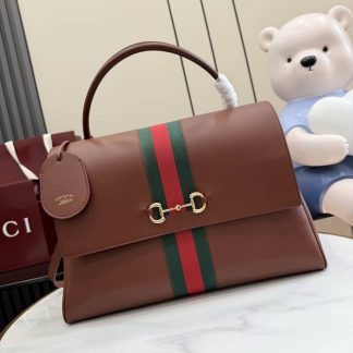 Gucci Paparazzo Large Leather Shoulder Bag Brown