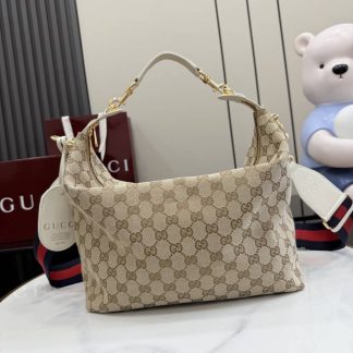 Gucci Brera Canvas Medium Crossbody Bag Beige