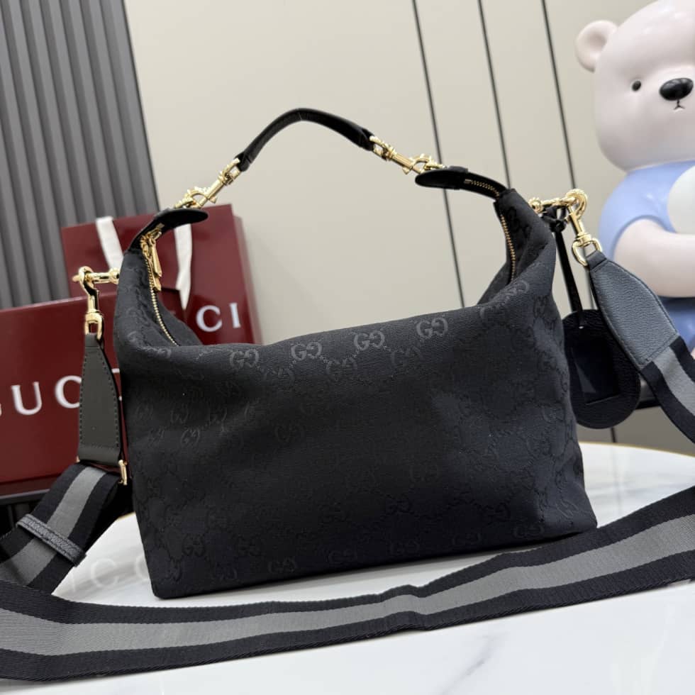 Gucci Brera Canvas Medium Crossbody Bag Black A00B4O_1_155141 Gucci Brera Canvas Medium Crossbody Bag Black A00B4O