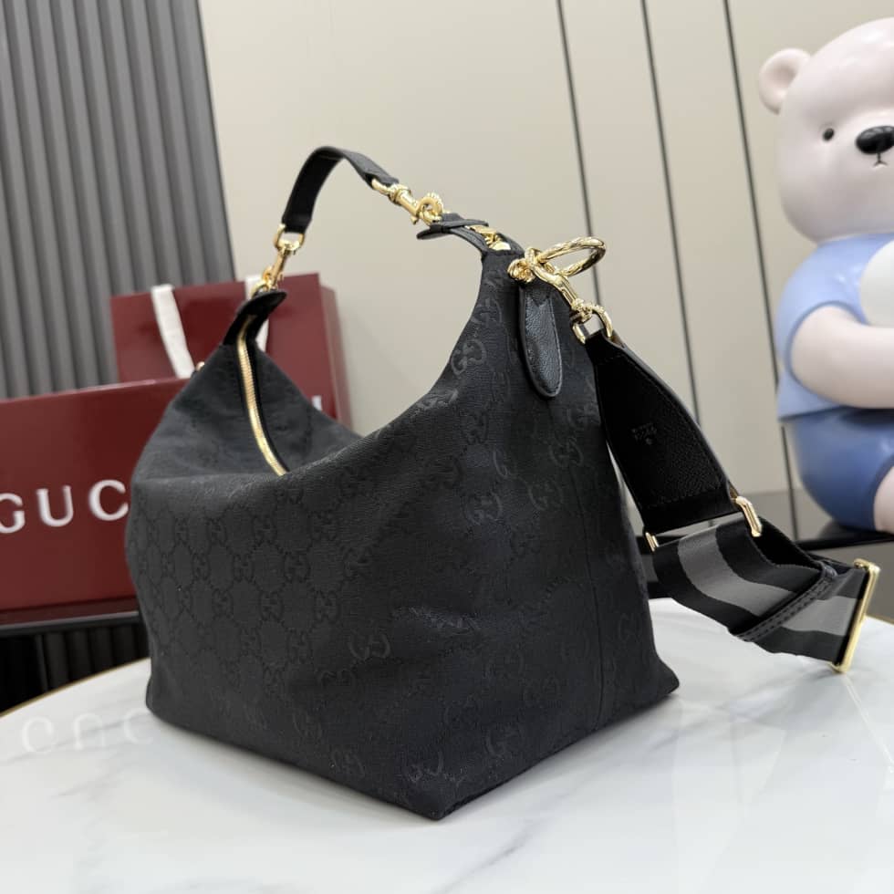 Gucci Brera Canvas Medium Crossbody Bag Black A00B4O_2_155141 Gucci Brera Canvas Medium Crossbody Bag Black A00B4O
