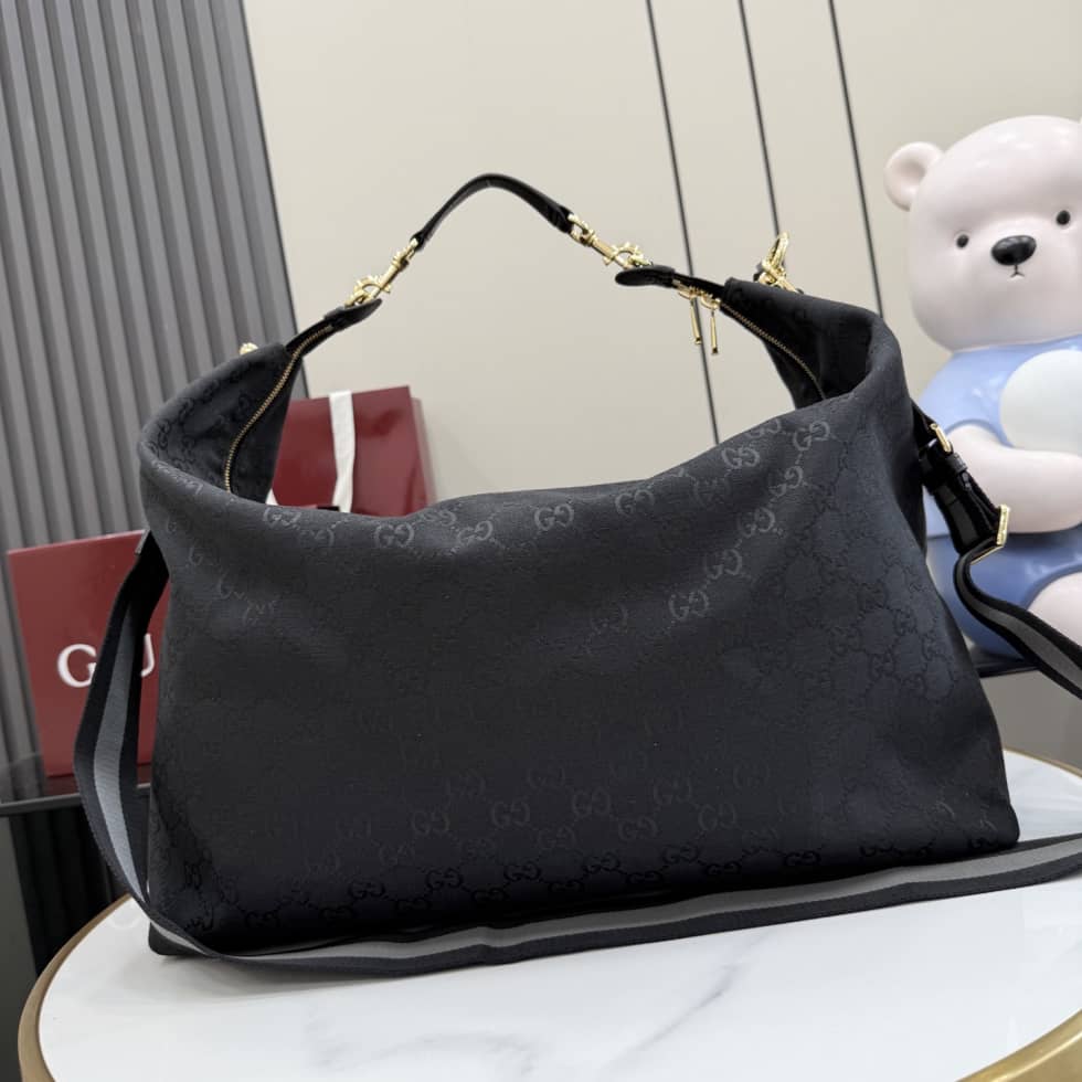 Gucci Brera Canvas Large Crossbody Bag Black A00B49_1_155151 Gucci Brera Canvas Large Crossbody Bag Black A00B49