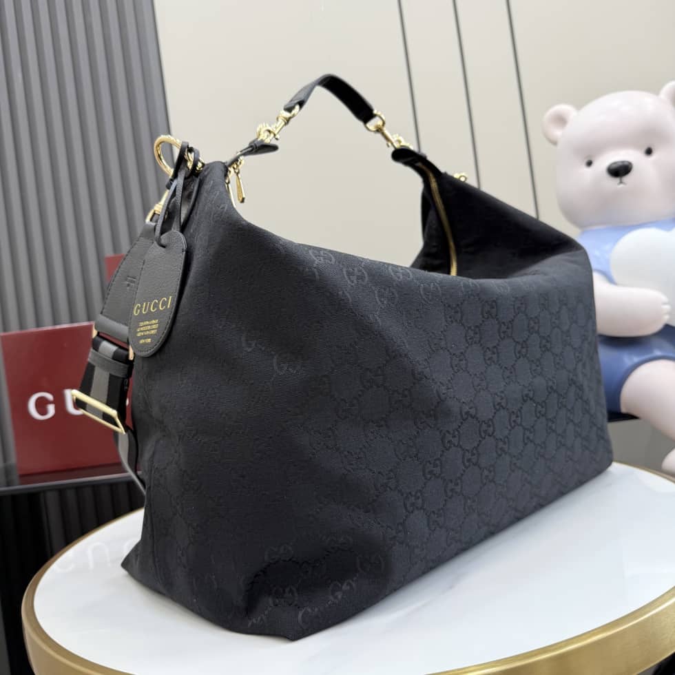 Gucci Brera Canvas Large Crossbody Bag Black A00B49_2_155151 Gucci Brera Canvas Large Crossbody Bag Black A00B49