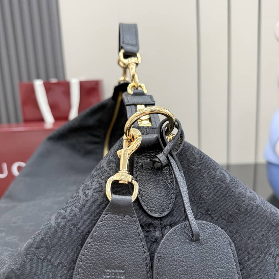Gucci Brera Canvas Large Crossbody Bag Black A00B49_4_155151 Gucci Brera Canvas Large Crossbody Bag Black A00B49