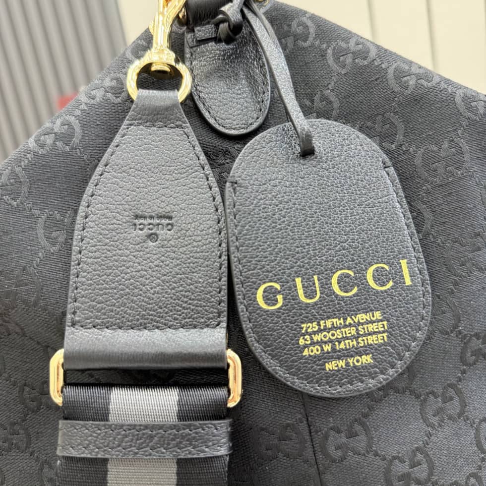 Gucci Brera Canvas Large Crossbody Bag Black A00B49_5_155151 Gucci Brera Canvas Large Crossbody Bag Black A00B49