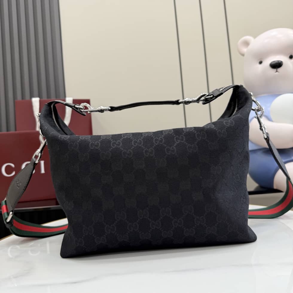 Gucci Brera Canvas Medium Crossbody Bag Black_10_155171 Gucci Brera Canvas Medium Crossbody Bag Black