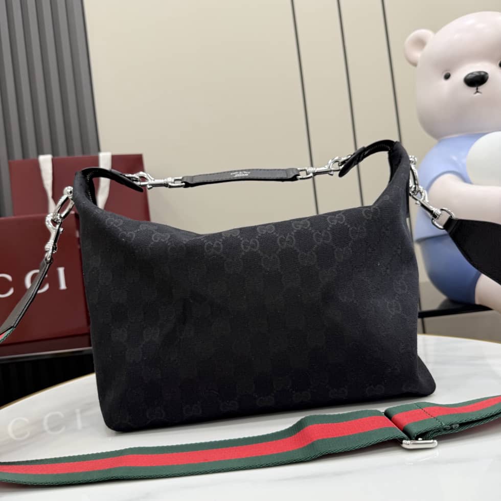 Gucci Brera Canvas Medium Crossbody Bag Black_1_155171 Gucci Brera Canvas Medium Crossbody Bag Black