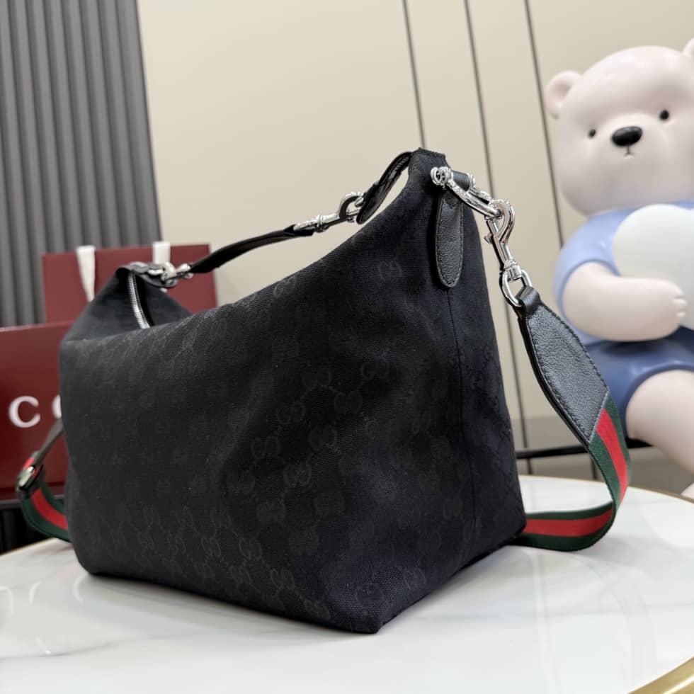 Gucci Brera Canvas Medium Crossbody Bag Black_2_155171 Gucci Brera Canvas Medium Crossbody Bag Black