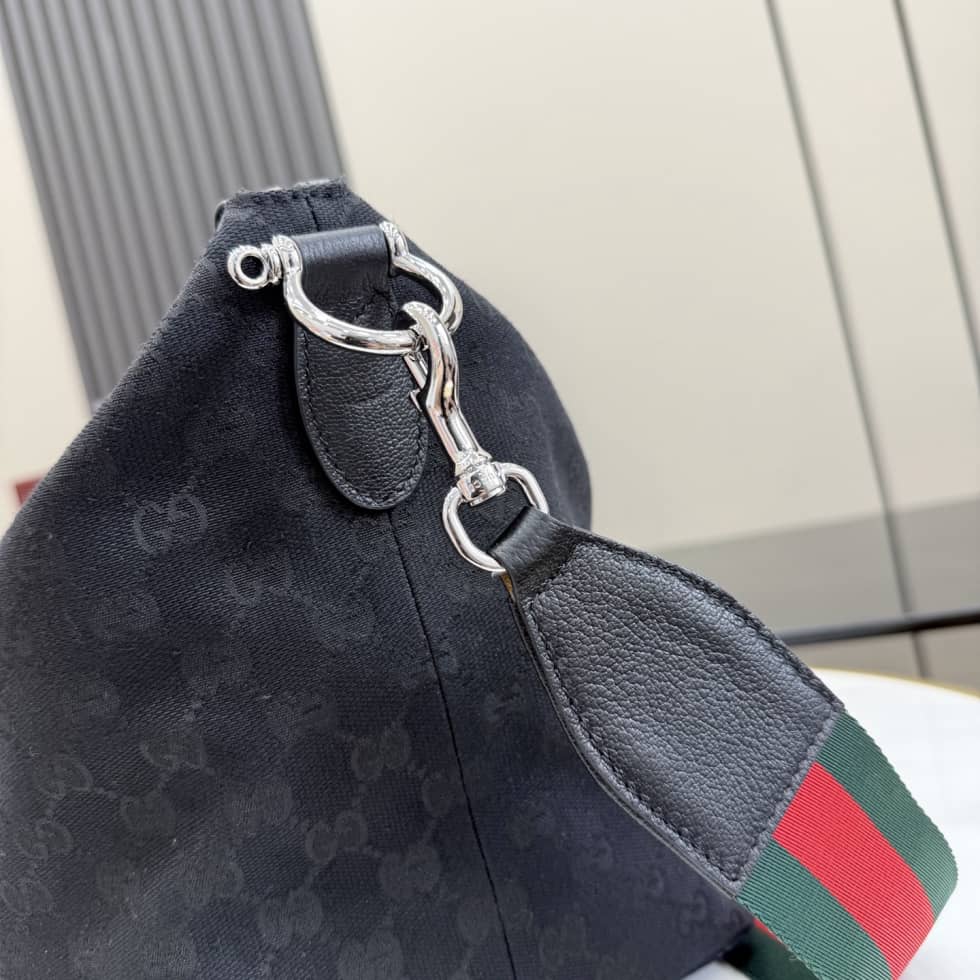 Gucci Brera Canvas Medium Crossbody Bag Black_4_155171 Gucci Brera Canvas Medium Crossbody Bag Black
