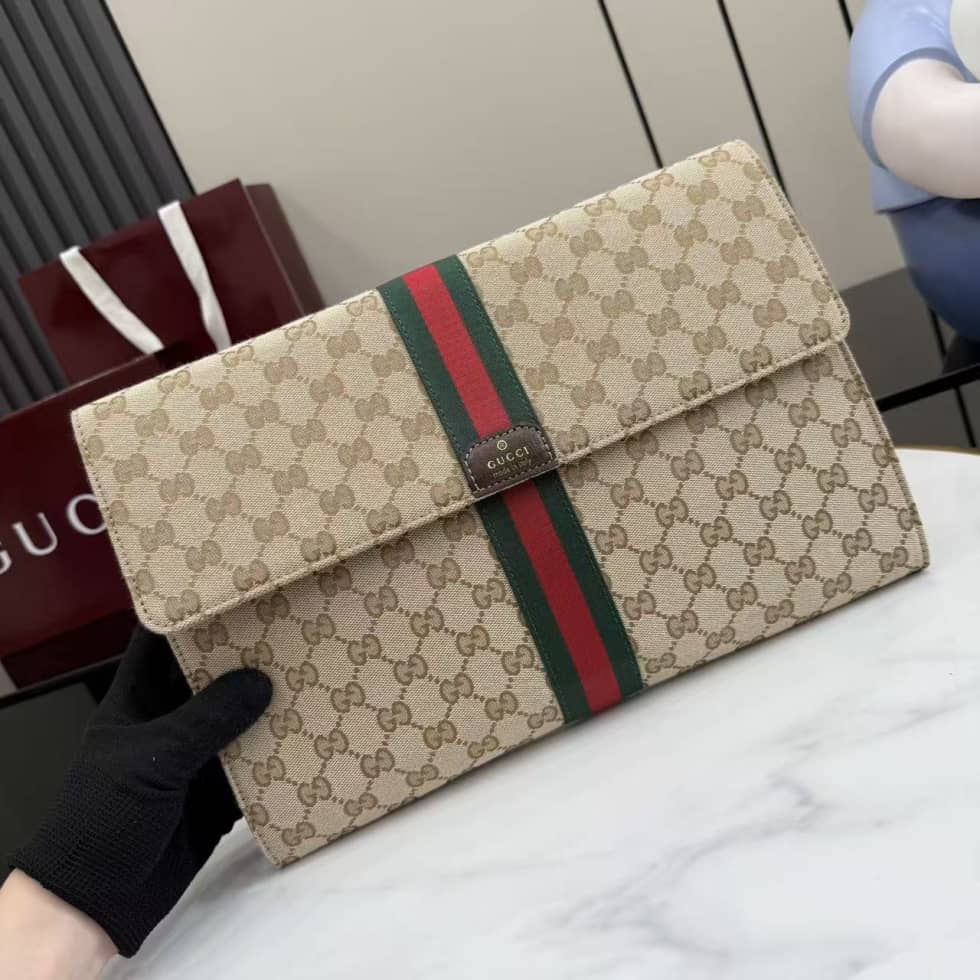 Gucci Medium Canvas GG Pouch Beige 875697_4_155211 Gucci Medium Canvas GG Pouch Beige 875697