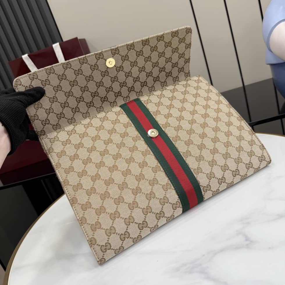 Gucci Medium Canvas GG Pouch Beige 875697_6_155211 Gucci Medium Canvas GG Pouch Beige 875697