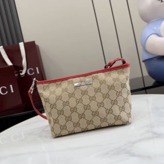 Gucci Small Canvas Pouch With Strap Beige A000MM