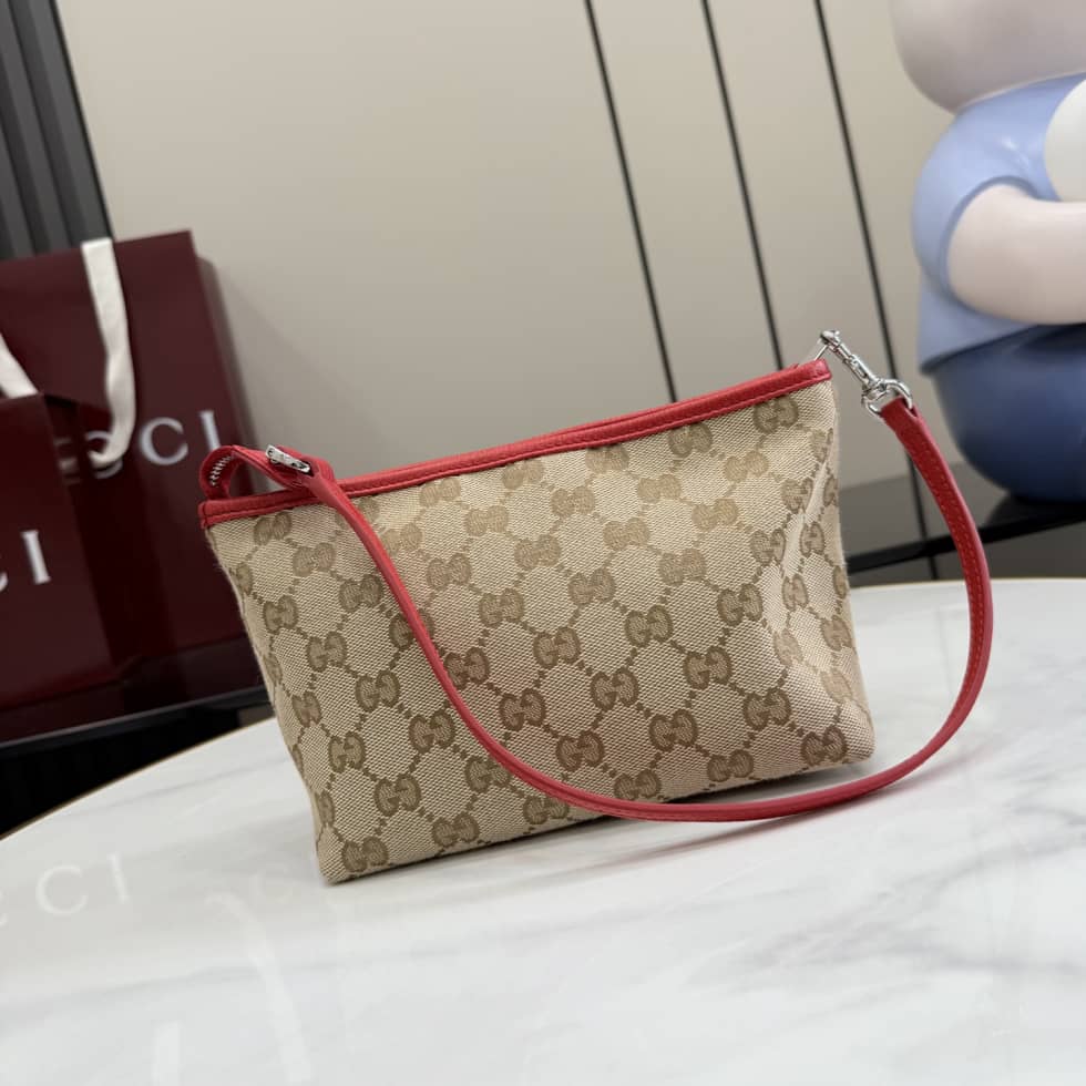 Gucci Small Canvas Pouch With Strap Beige A000MM_1_155221 Gucci Small Canvas Pouch With Strap Beige A000MM
