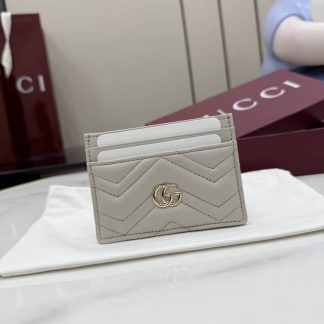 Gucci GG Marmont Leather Gray Card Case 443127