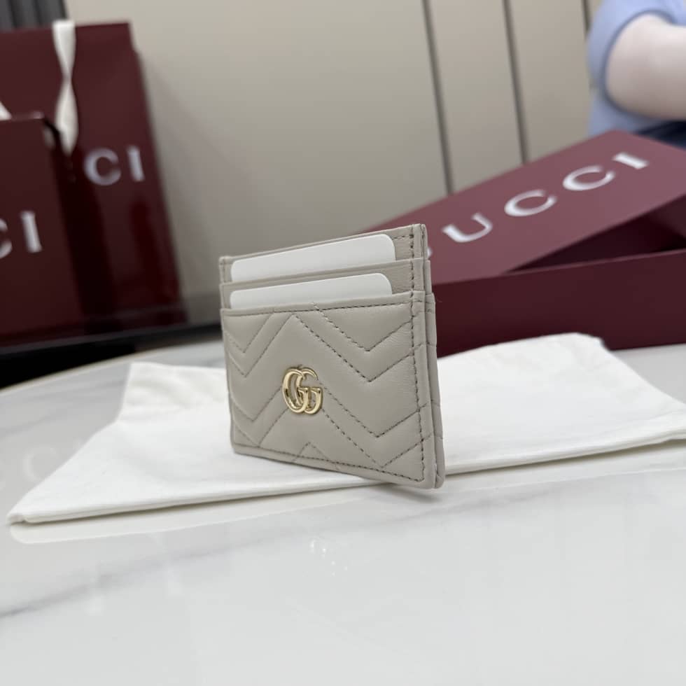 Gucci GG Marmont Leather Gray Card Case 443127_2_155381 Gucci GG Marmont Leather Gray Card Case 443127